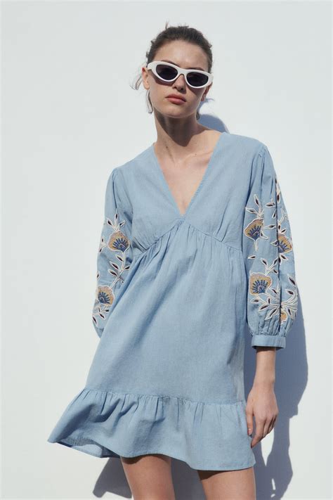 zara embroidered linen dress.